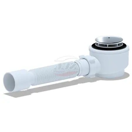 Сифон для душевого поддона Ани Пласт с гибкой трубой, хром (E415C)