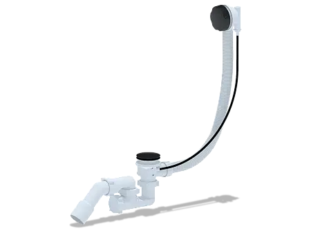 EM321BL Перелив п/а с сифоном регулируемый 520 мм, трос 580мм, ручка черная