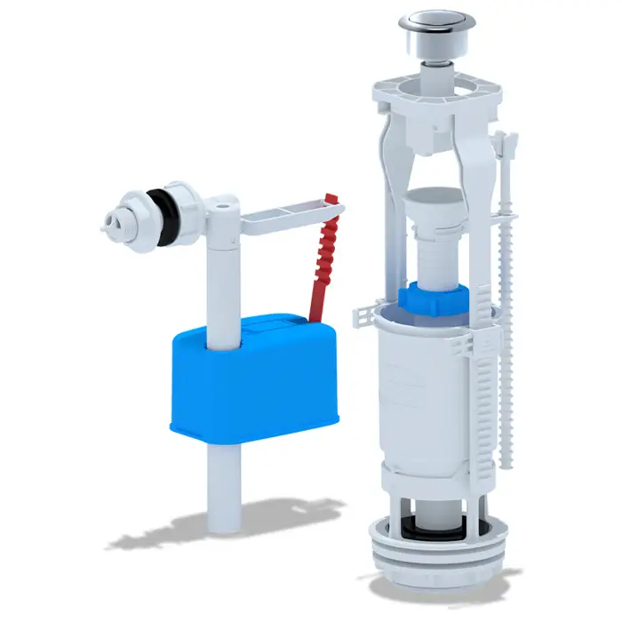 Набор с боковой подводкой Ани Пласт G 1/2", с пластиковым штуцером кнопка металлизированная эконом (WC6050M)