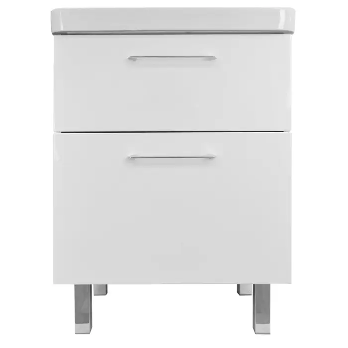 Комплект Тумба Azario Ника 60 Н 600х475х850 напольная, с раковиной Monte 60, белый глянцевый (CS00082788)