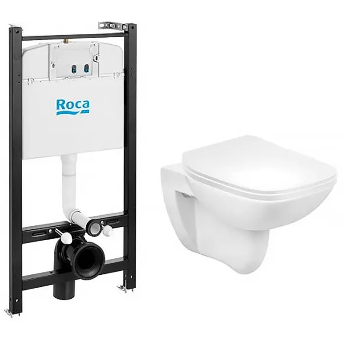 Инсталляция с подвесным унитазом Roca Debba Rimless быстросъемное сиденье микролифт, без клавиши смыва (7.8931.0.497.0)