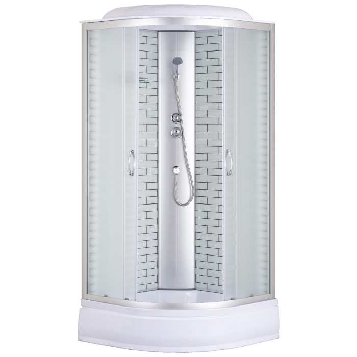 Душевая кабина Loranto 80х80х215 поддон 25см, белый кирпичный узор, матовое стекло 4мм, профиль хром (CS-6680-25FW)