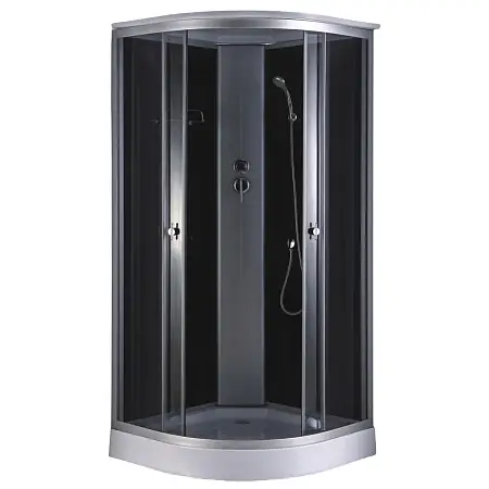 Душевая кабина Loranto 880х880х2150 черное заднее стекло, поддон 14 см, тонированное стекло 4 мм, профиль хром матовый (CS-881EA13TM/B-90)