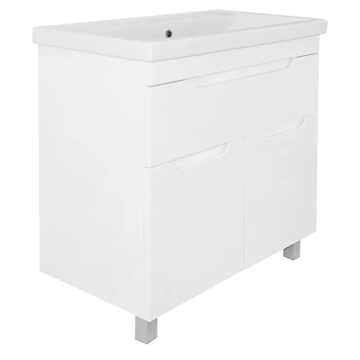 Комплект Тумба Azario KANTRI 80/1Н 800х460х870 напольная, с раковиной Фостер 80, белый глянец (CS00097256)