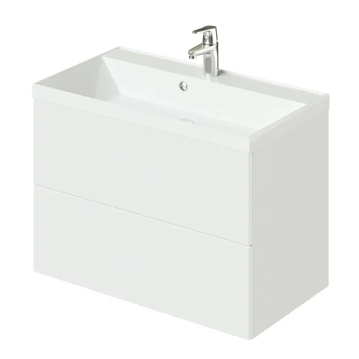 Комплект тумба Итана ICON 80 (800х451х588) подвесная, с раковиной CLARISSA 80, белый глянец (CS00090102)