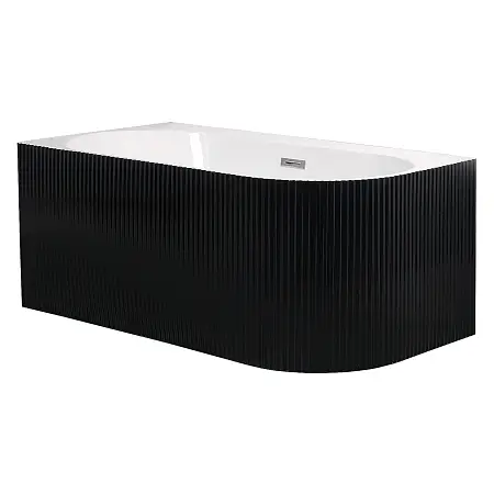 Ванна акриловая Azario LAGO BLANCO BLACK 1700х750х580 пристенная, левосторонняя, в комплекте с сифоном и металлической рамой, белый глянец/черный матовый (AZ-6724-1CLB 17075)