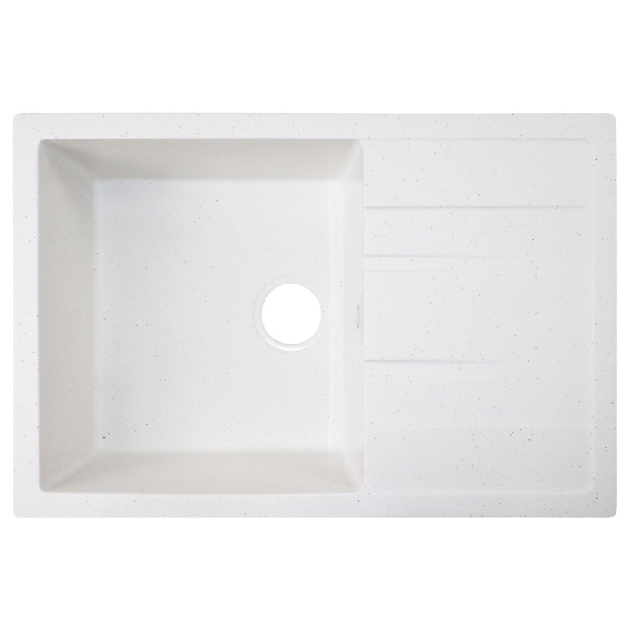 Кухонная мойка AZARIO Rio 750x505x185 искусственный мрамор, с "крылом", сифон в комплекте, цвет белый крап (CS00105231)