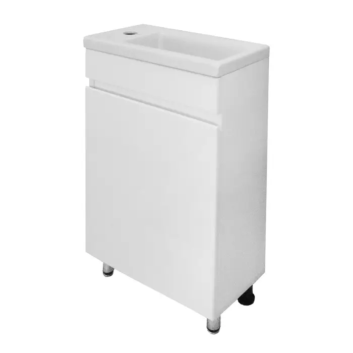 Комплект Тумба Azario Эстима 40Н 405х222х805 напольная, с раковиной Миранда 40, левая, белый (CS00094579)