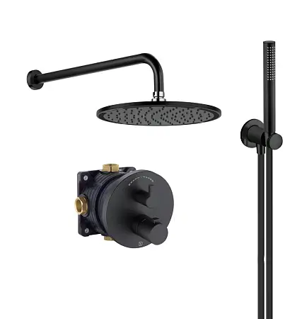Душевая система Kludi Nova Fonte 7 in1 с термостатом, черный матовый (208313915)