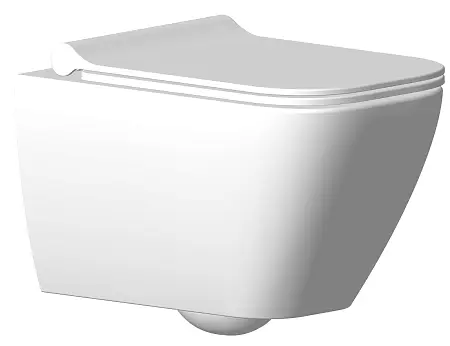 Унитаз подвесной Seramiksan Saturn 360х500х350 безободковый, с тонким сиденьем микролифт, белый (A141151H+A090001)