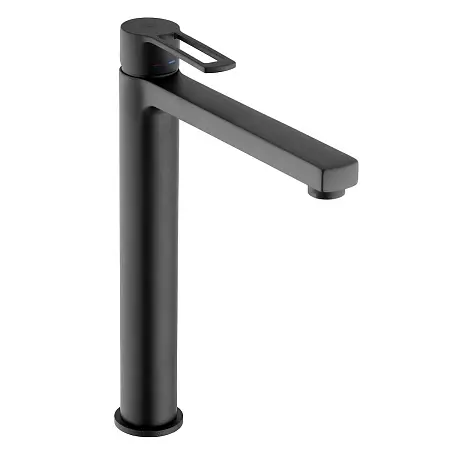 Смеситель для раковины - чаши Paffoni RINGO высокий, черный матовый (RIN081NO)