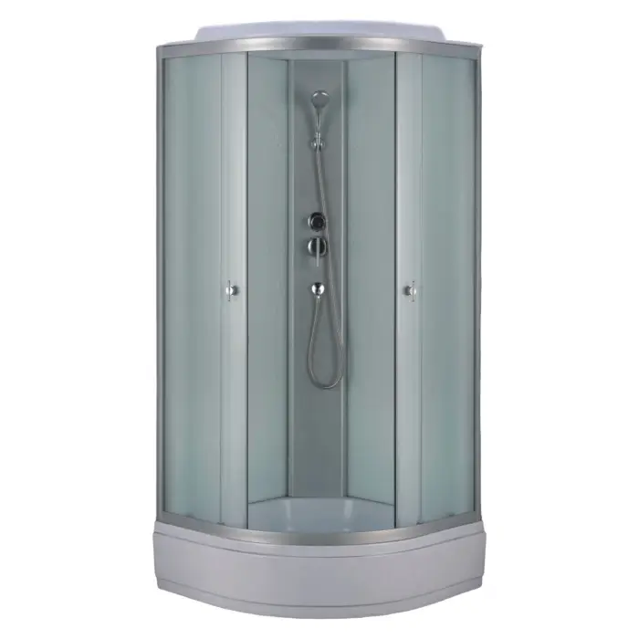 Душевая кабина Loranto 1000х1000х2150 белое заднее стекло, поддон 26 см, матовое стекло 4 мм, профиль хром матовый (CS-985TM/W-100)