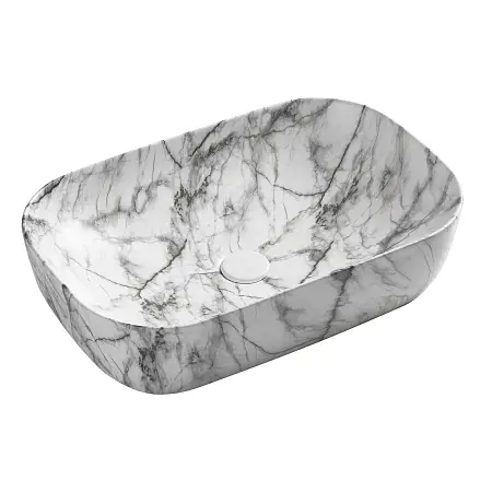 Раковина-чаша Azario 610x410x145 накладная, овальная, темный мрамор (AZ-2143-P-M805)
