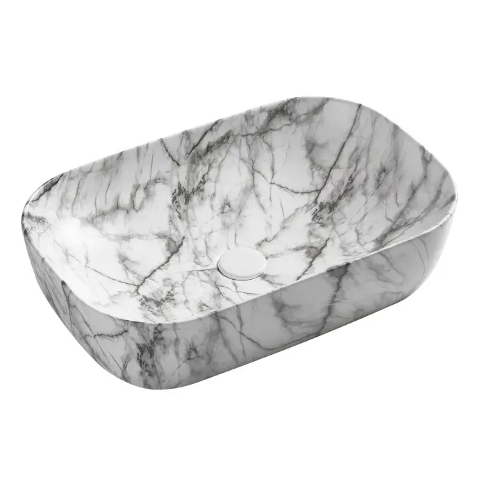 Раковина-чаша Azario 610x410x145 накладная, овальная, темный мрамор (AZ-2143-P-M805)