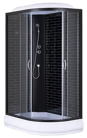 Душевая кабина Loranto 120х80х215 поддон 20 см, черный кирпичный узор, серое стекло 4мм, профиль черный (CS-66120-20L GB 120)