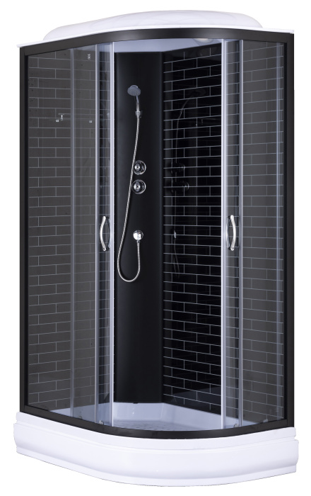 Душевая кабина Loranto 120х80х215 поддон 20 см, черный кирпичный узор, серое стекло 4мм, профиль черный (CS-66120-20L GB 120)