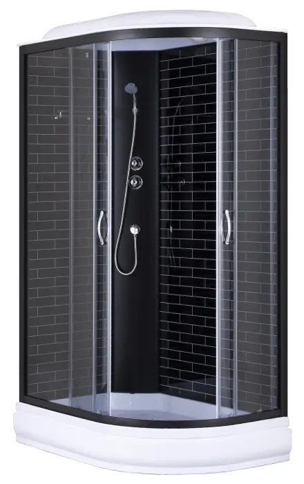 Душевая кабина Loranto 120х80х215 поддон 20 см, черный кирпичный узор, серое стекло 4мм, профиль черный (CS-66120-20L GB 120)