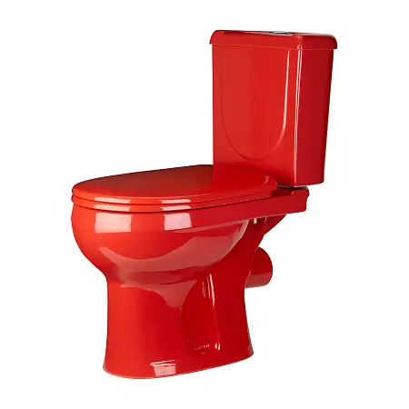 Унитаз-компакт Оскольская керамика Ирида Комбо горизонтальный выпуск, однорежимная арматура, нижний подвод, сиденье, красный (40360100404)