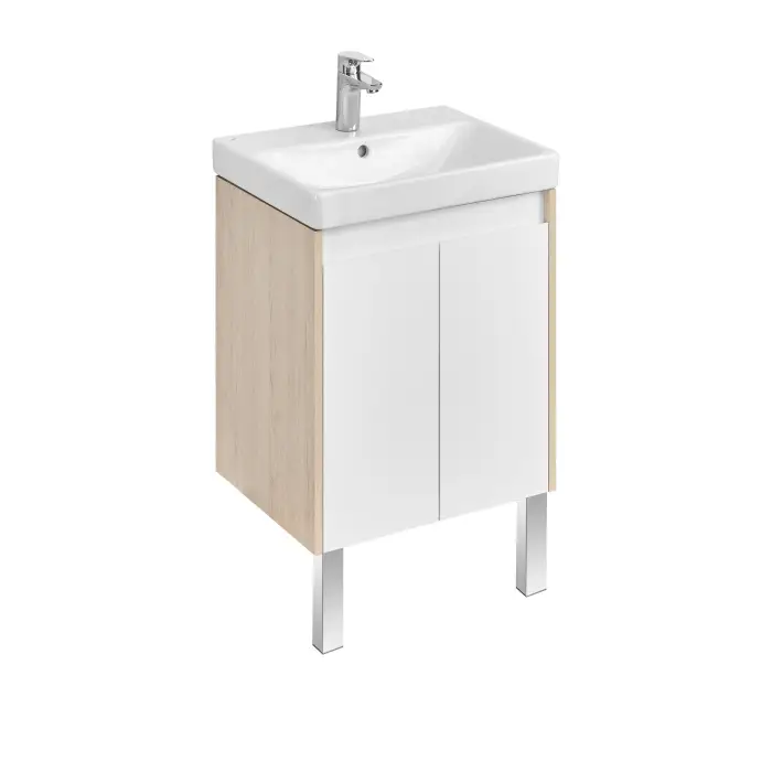 Тумба под раковину AQUATON Сканди 55 Doors универсальная, Белый/Дуб Верона (1A278801SDB20)