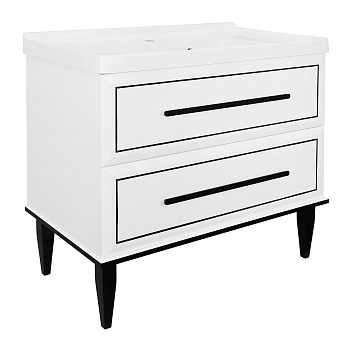 Комплект Тумба Azario VEGA 90/2Н 900х500х880 напольная, с раковиной VEGA 90, белый глянец/черный (CS00096976)