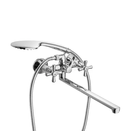 Смеситель для ванны Santek Рокс длинный излив, с ручным душем, керамическая кран-букса, хром (WH5A12014C001)