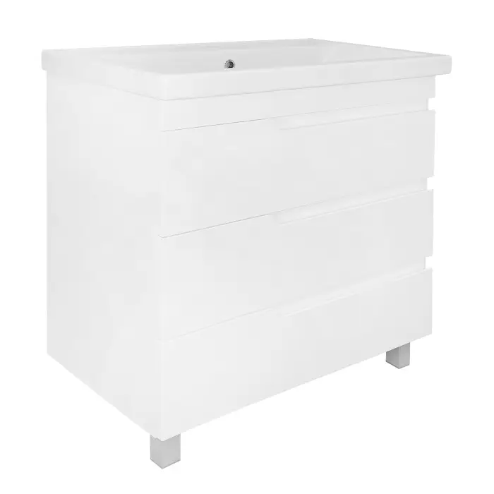 Комплект Тумба Azario KANTRI 80/3Н 800х460х870 напольная, с раковиной Фостер 80, белый глянец (CS00097257)