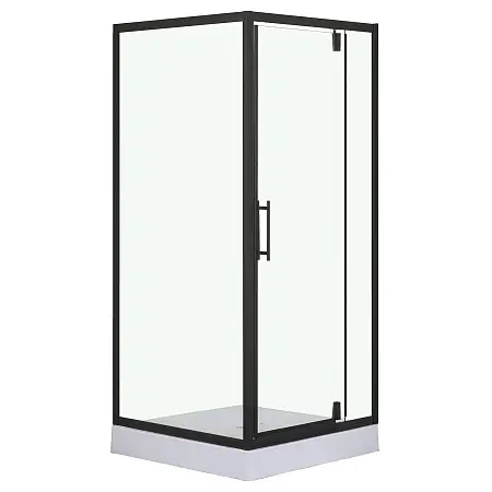 Душевое ограждение LORANTO 90х90х200 R/L с низким поддоном 13см, прозрачное закаленное стекло 6мм, профиль черный (CS-604A 90)