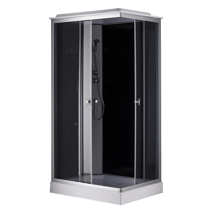 Душевая кабина Loranto 1000х800х2150 левосторонняя, черное заднее стекло, поддон 13см, матовое стекло 4мм, профиль сатин (CS-5180-13L G)