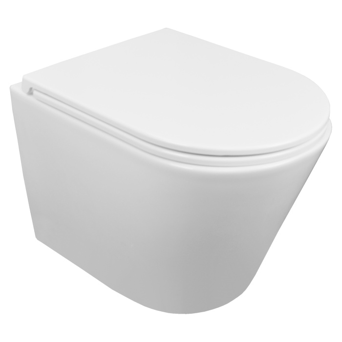 Унитаз подвесной Azario Teramo 515х355х365 безободковый, скрытое крепление, смыв "Торнадо",  в комплекте с сидением микролифт (AZ-0053-UQ3)