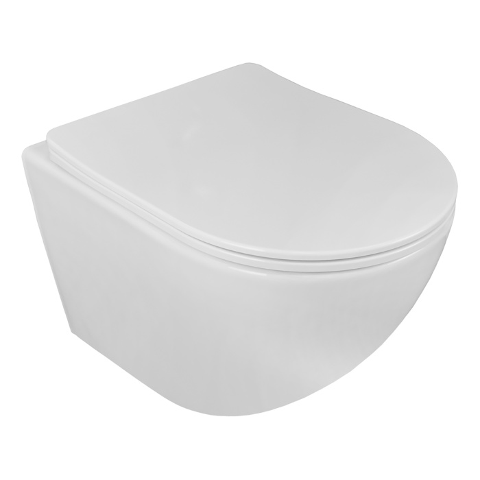 Унитаз подвесной Loranto ESTER 360х485х320 с системой смыва "Tornado", в комплекте с быстросъемным сиденьем микролифт, дюропласт (87265)