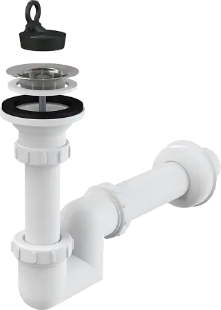 Сифон для раковины Alcadrain S-образный, 40 мм, с нержавеющей peшeткой 63 мм (A412)