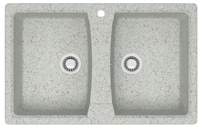 Кухонная мойка AZARIO Elmas 780х500х190 двойная, искусственный мрамор, цвет светло серый (CS00078335)