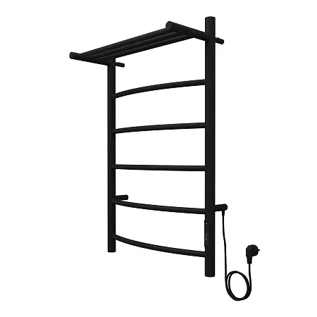 Полотенцесушитель электрический AZARIO VERONA 500/800 5 секций, с полкой, диммер справа, черный (AZ04858PB)