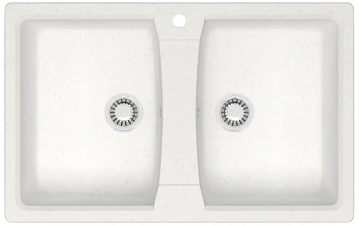 Кухонная мойка AZARIO Элмас 780х500х190 двойная, искусственный мрамор, цвет белый (CS00078329)