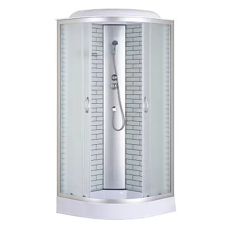 Душевая кабина Loranto 90х90х215 поддон 13см, белый кирпичный узор, матовое стекло 4мм, профиль хром (CS669013FW90) Душевая кабина Loranto 90х90х215 поддон 13см, белый кирпичный узор, матовое стекло 4мм, профиль хром (CS669013FW90)