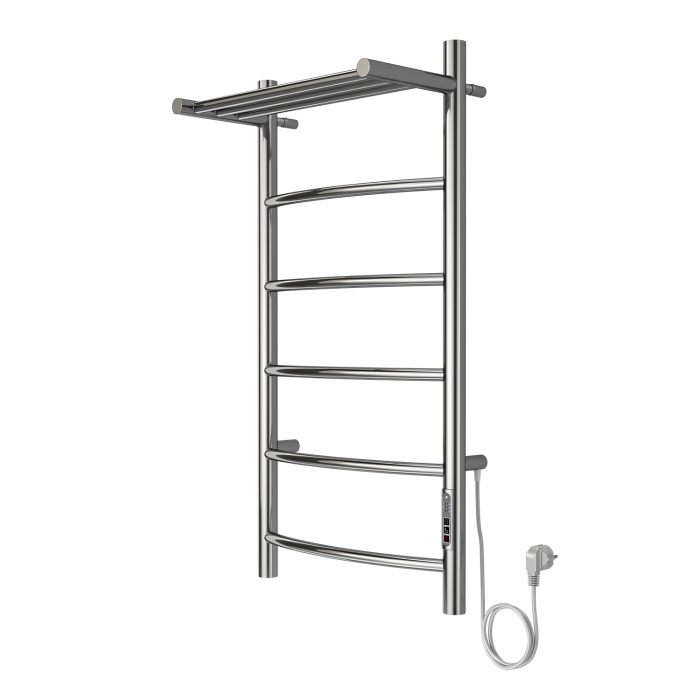 Полотенцесушитель электрический AZARIO VERONA 400/800 5 секций, с полкой, диммер справа, хром (AZ04848P)