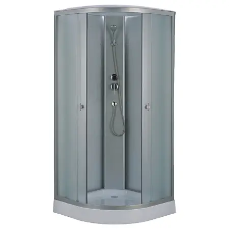 Душевая кабина Loranto 880х880х2150 белое заднее стекло, поддон 14 см, матовое стекло 4 мм, профиль хром матовый (CS-981TM/W-90)