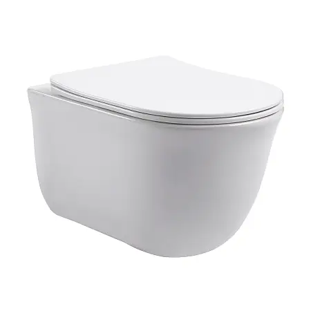 Унитаз подвесной Azario LISTA 490х365х340 безободковый, система смыва "Скрытое Торнадо", с быстросъемным сиденьем "Микролифт" (AZ-1177T)