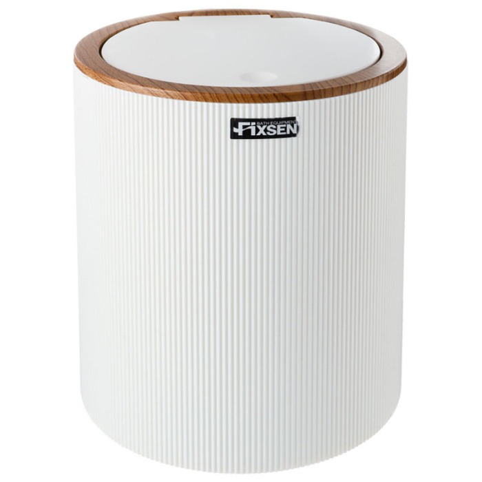 Ведро для мусора Fixsen White Boom 5 л., нажимной механизм, белый (FX-412-6)