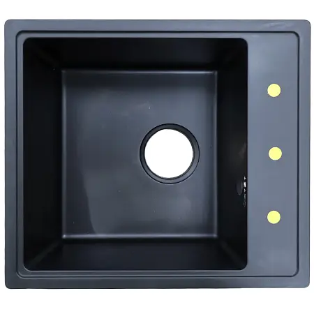 Кухонная мойка AZARIO Milas 480х420х197 кварцевая, прямоугольная, сифон в комплекте, цвет Черный (CS00097668)