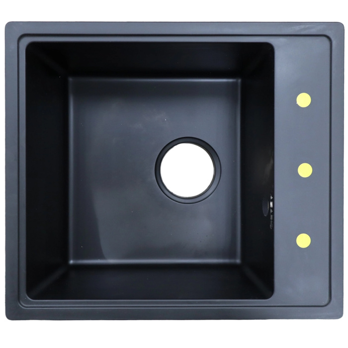 Кухонная мойка AZARIO Milas 480х420х197 кварцевая, прямоугольная, сифон в комплекте, цвет Черный (CS00097668)