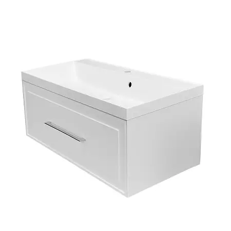 Комплект Тумба Azario Belloni 100 1000х450х400 подвесная, с раковиной Астория 100, белый матовый (CS00098072)