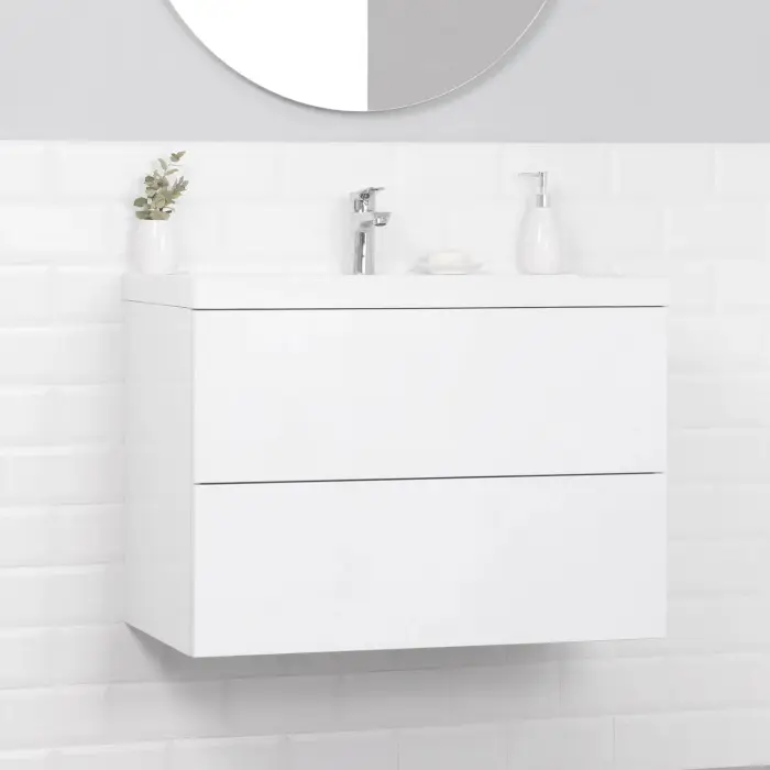 Комплект тумба Итана ICON 80 (800х451х588) подвесная, с раковиной CLARISSA 80, белый глянец (CS00090102)