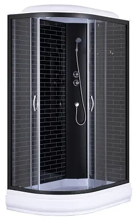 Душевая кабина Loranto 120х80х215 поддон 20 см, черный кирпичный узор, серое стекло 4 мм, профиль черный (CS-66120-20R GB 120)