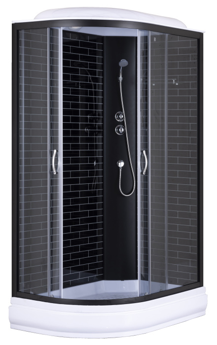 Душевая кабина Loranto 120х80х215 поддон 20 см, черный кирпичный узор, серое стекло 4 мм, профиль черный (CS-66120-20R GB 120)