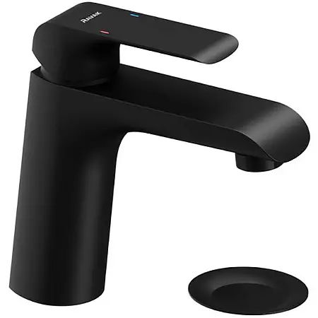 Смеситель для раковины Ravak Flat FL 013.20 с донным клапаном, керамический картидж, черный матовый (X070172)