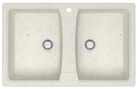Кухонная мойка AZARIO Элмас 780х500х190 двойная, искусственный мрамор, цвет хлопок (CS00079898)