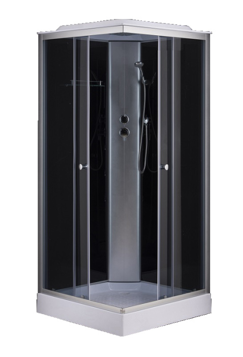 Душевая кабина Loranto CS-6491F 900х900х2150 серая, прозрачное стекло 4мм, поддон 13см, профиль сатин (CS-6491G 90*90*215)