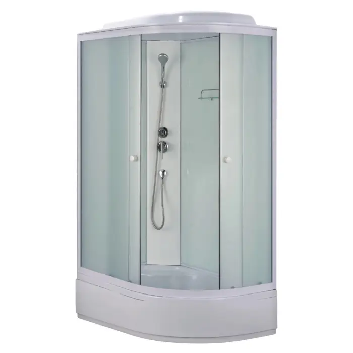 Душевая кабина Loranto 1200х800х2150 левосторонняя, белое заднее стекло, поддон 26 см, матовое стекло 4 мм, профиль белый (CS-985-LTM/W-120)