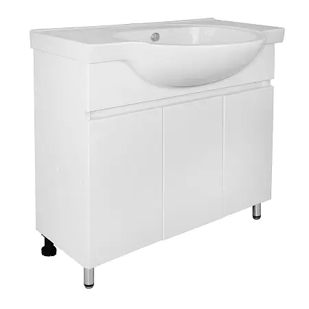 Комплект Тумба Loranto Ирис 80Н напольная, с раковиной Teo 80, белый (CS00093567)